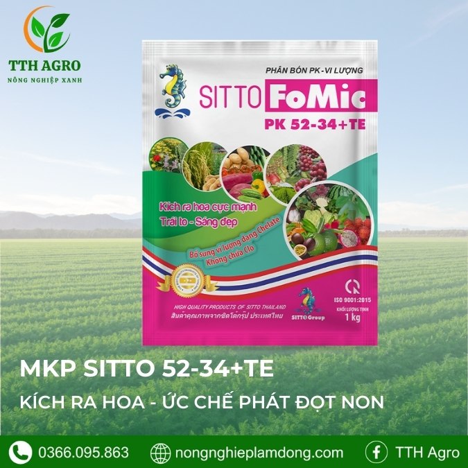 Phân bón lá Sitto FOMIC PK 52-34+TE (MKP) (Gói 1kg)