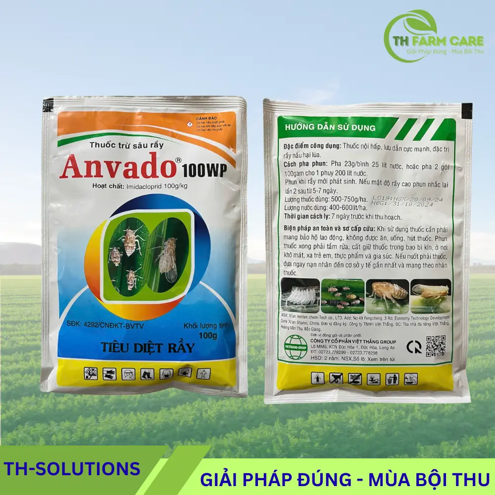 Nhóm Hoạt Chất Neonicotinoids – Tổng Quan & Ứng Dụng Trong Nông Nghiệp TTH Agro Anvado-100WP-Viet-Thang-Thuoc-tru-sau-Imidacloprid-100-gkg-dac-tri-ray-rep-bo-tri