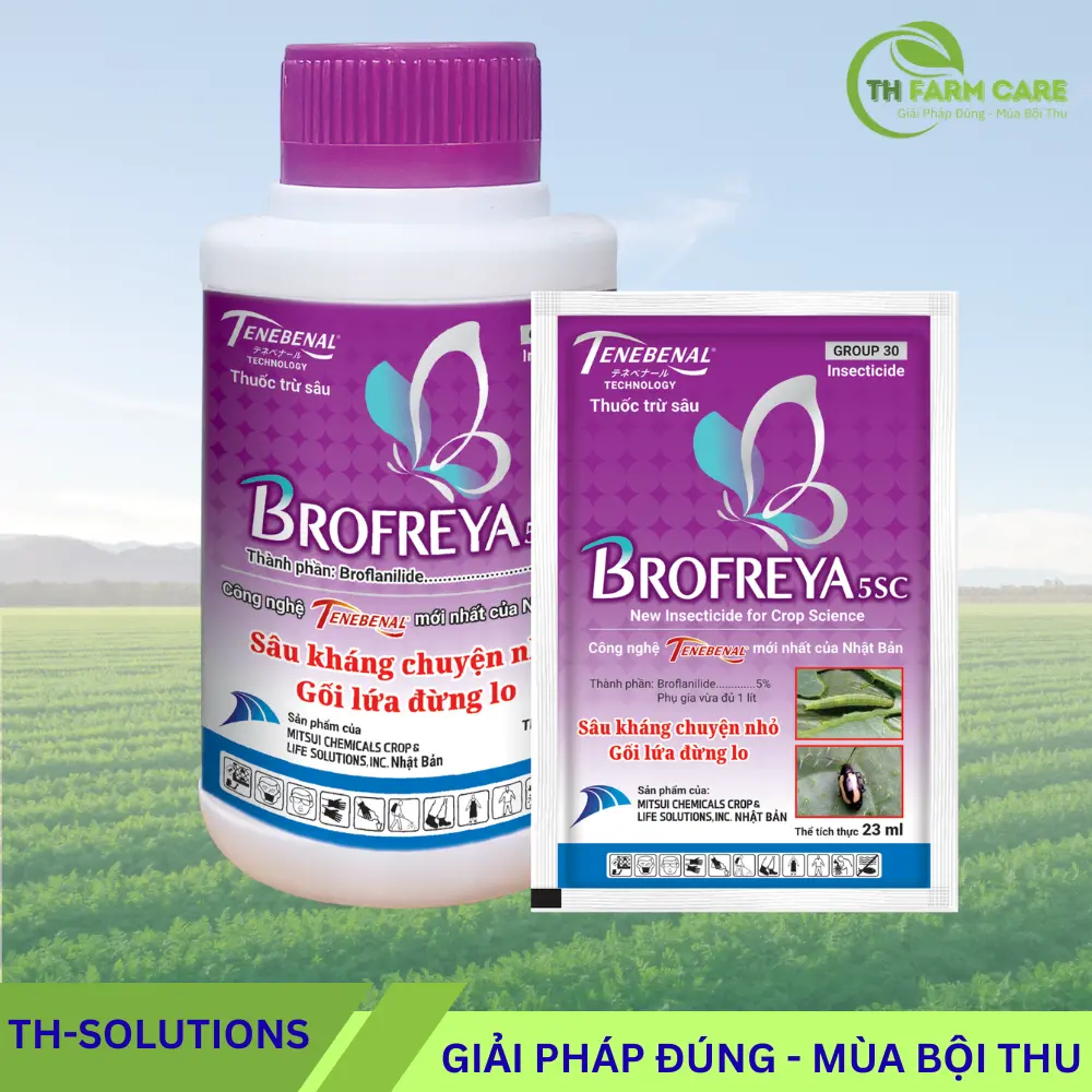 Broflanilide là gì? Hoạt chất meta-diamide IRAC 30 tác động GABA-Cl⁻ trong thuốc trừ sâu TTH Agro Thuốc Brofreya 5SC chứa hoạt chất Broflanilide trị sâu tơcải bắp; bọ nhảy sọc congcải xanh