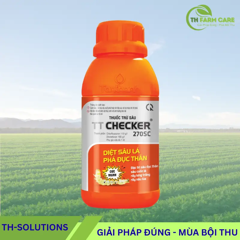 Hoạt Chất Dinotefuran là gì? Cơ chế, công dụng và cách dùng trong nông nghiệp TTH Agro TT-CHECKER-270SC-–-Dac-tri-ray-sau-cuon-la-tren-lua.