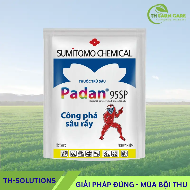 Hoạt Chất Cartap Hydrochloride (nhóm nereistoxin) – cơ chế, công dụng, so sánh và hướng dẫn sử dụng an toàn TTH Agro Thuoc-tru-sau-Padan-95SP-100gr-Sumitomo-Nhat-Ban