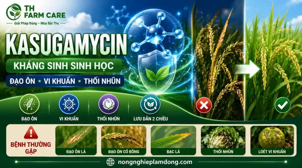 Hoạt Chất Kasugamycin – Đặc Trị Đạo Ôn, Bạc Lá Lúa, Thối Nhũn Rau Và Loét Vi Khuẩn Cây Ăn Quả TTH Agro Hoạt Chất Kasugamycin – Đặc Trị Đạo Ôn, Bạc Lá Lúa, Thối Nhũn Rau Và Loét Vi Khuẩn Cây Ăn Quả