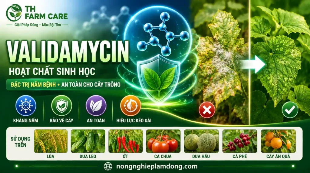 Ảnh minh họa hoạt chất Validamycin - kháng sinh sinh học giúp phòng trừ bệnh khô vằn, lở cổ rễ, nấm hồng và các bệnh do nấm Rhizoctonia trên lúa, rau màu, cà phê và cây ăn quả