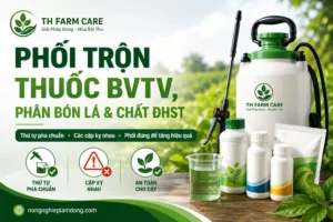Phối trộn thuốc BVTV, phân bón lá và chất điều hòa sinh trưởng đúng thứ tự pha chuẩn giúp tránh kết tủa, không nghẹt béc và tăng hiệu quả phòng trừ.